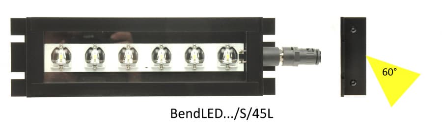 BendLED-Lampe mit seitlichem Lichtaustritt und Auslass rechts
